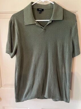 Express Men’s Ribbed Polo Shirt - Olive